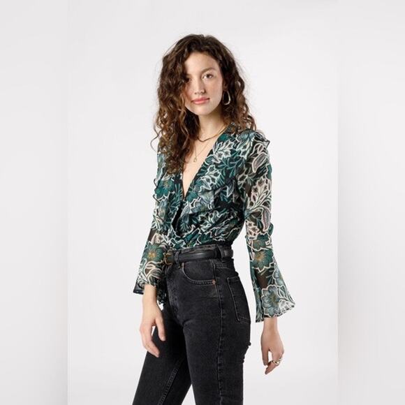 Band Of The Free BONNIE EMERALD FLORAL LONG SLEEVE BODYSUIT - Picture 3 of 5